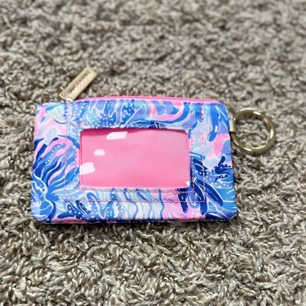 Lilly Pulitzer Pink & Blue Coin Purse & Key Chain